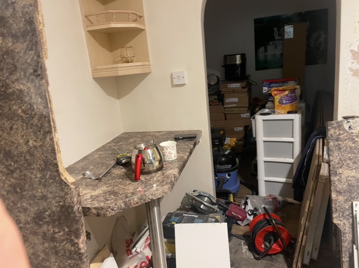 Kitchen recess before fitted storage was installed